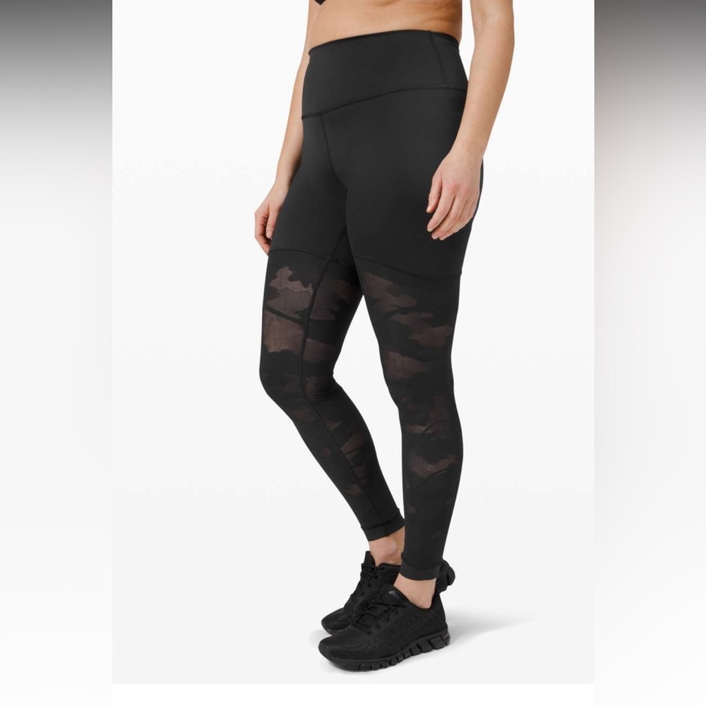 Lululemon Sheer Will High-Rise Tight 28" *Camo Black Womens Size 2‎